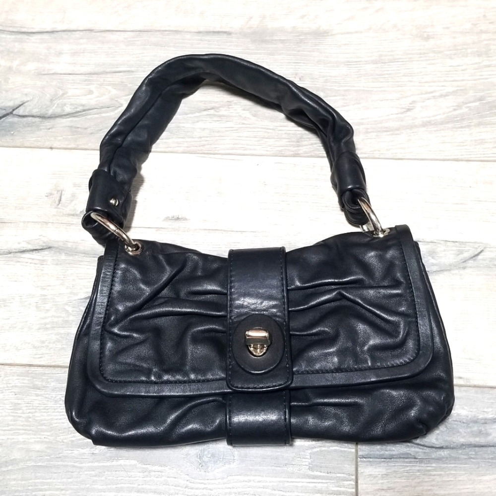 Coach SM Baguette Parker Black Leather Flap Bag. No. LO869-13438.
